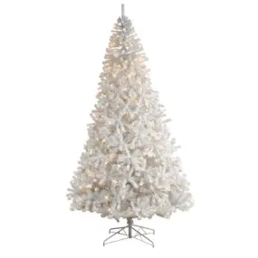 10' White Artificial Christmas Tree with 2200 Bendable Branches and 800 LED Lights