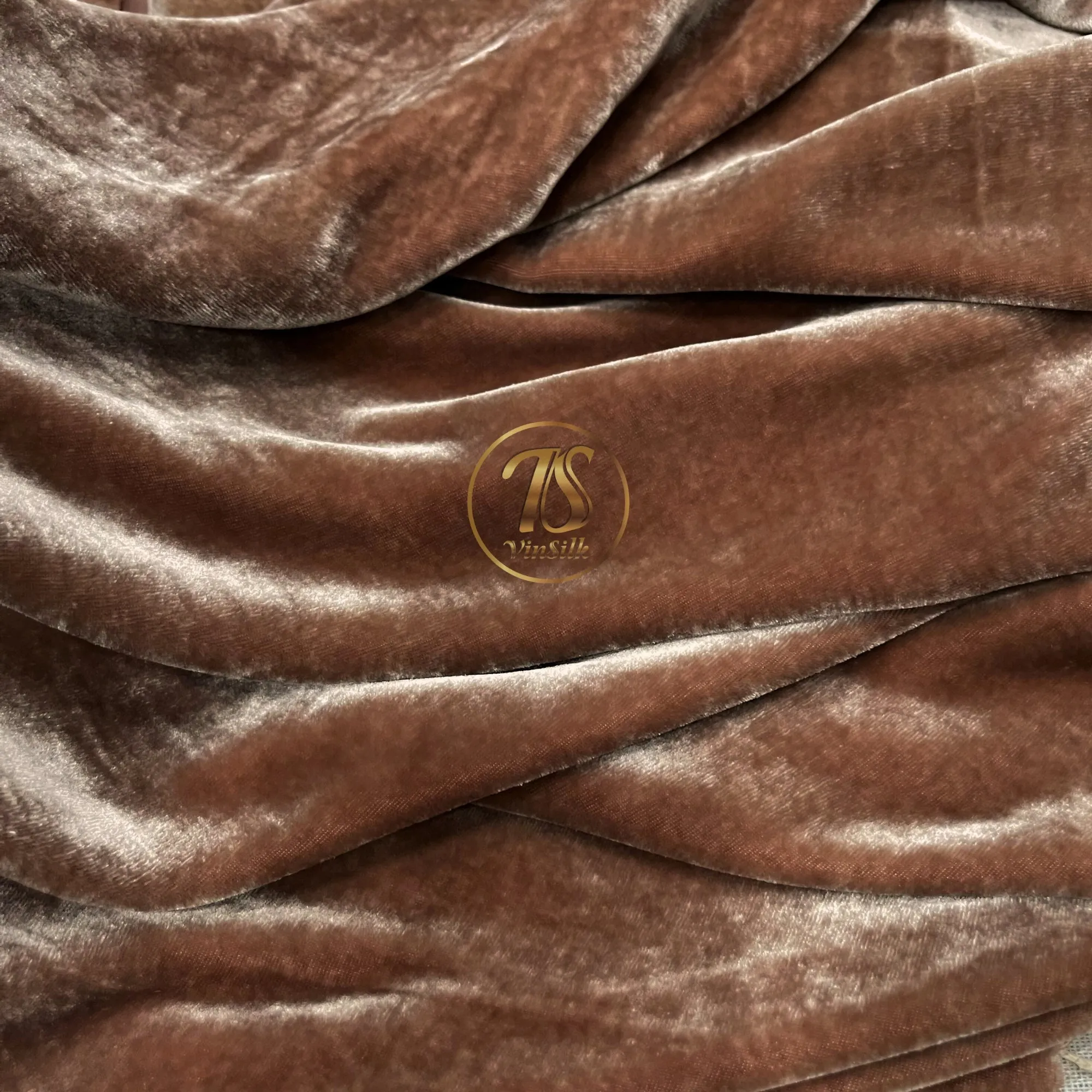 100% Pure Mulberry Silk Velvet Fabric - Luxury Silk Velvet - Silk for sewing - Light Brown Velvet