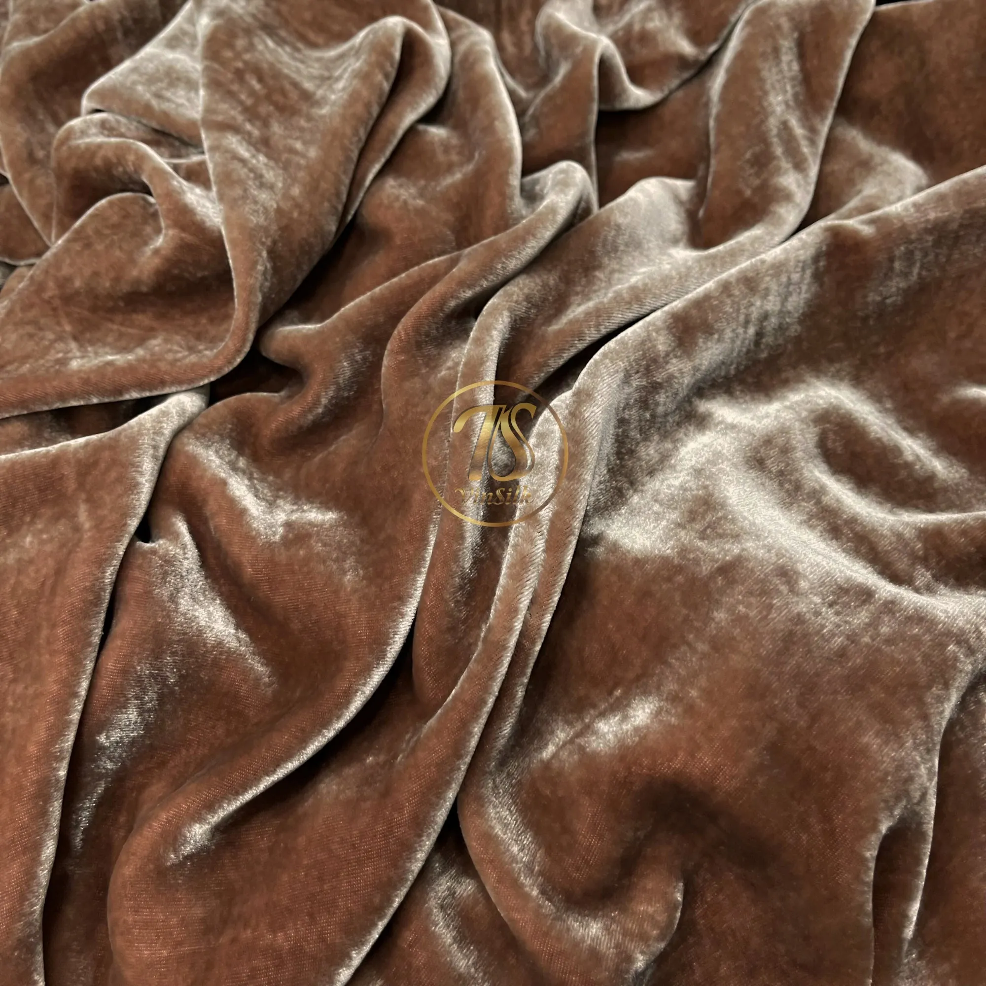 100% Pure Mulberry Silk Velvet Fabric - Luxury Silk Velvet - Silk for sewing - Light Brown Velvet