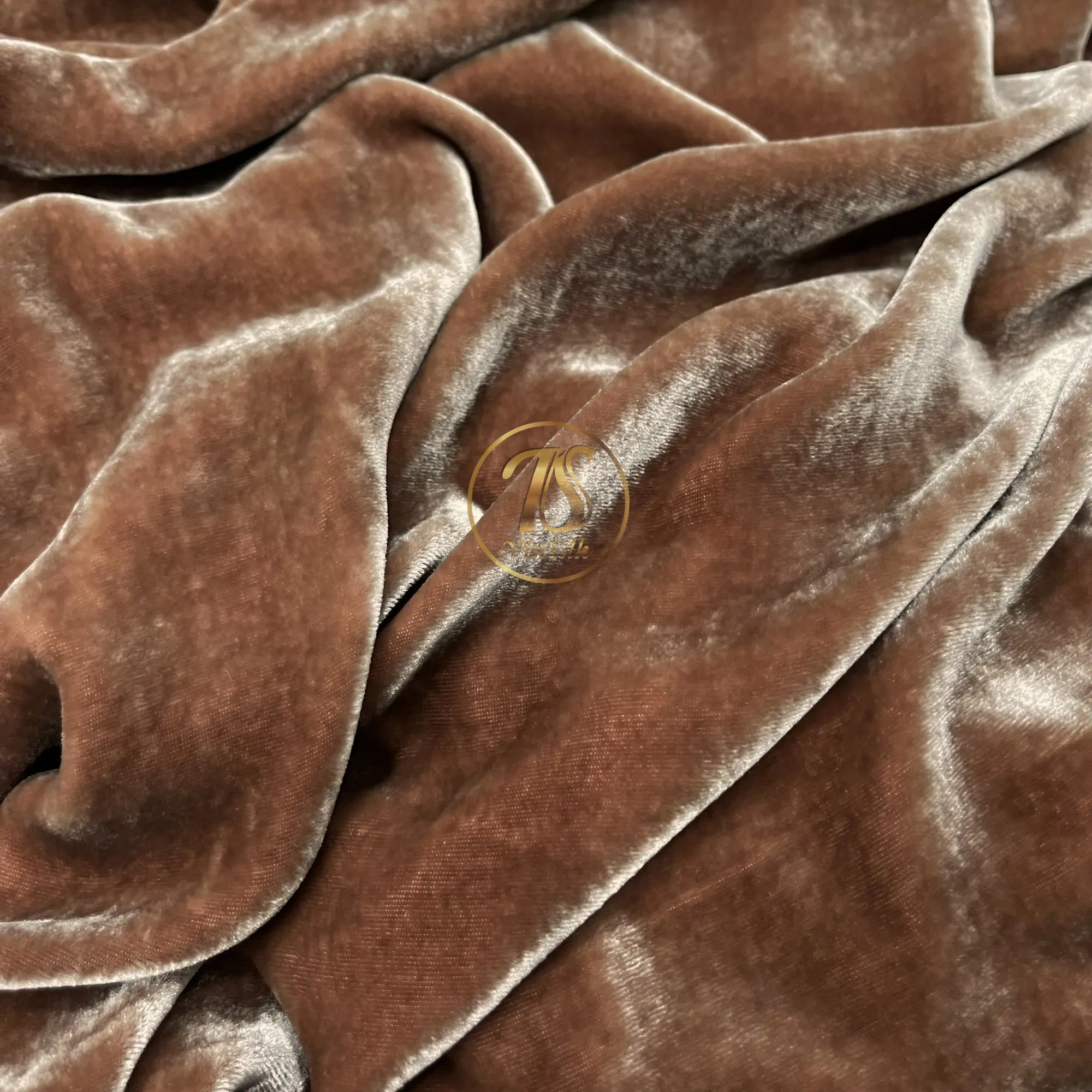 100% Pure Mulberry Silk Velvet Fabric - Luxury Silk Velvet - Silk for sewing - Light Brown Velvet