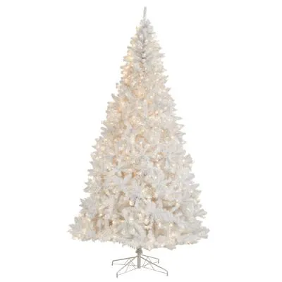 11' White Artificial Christmas Tree with 2720 Bendable Branches and 1000 LED Lights