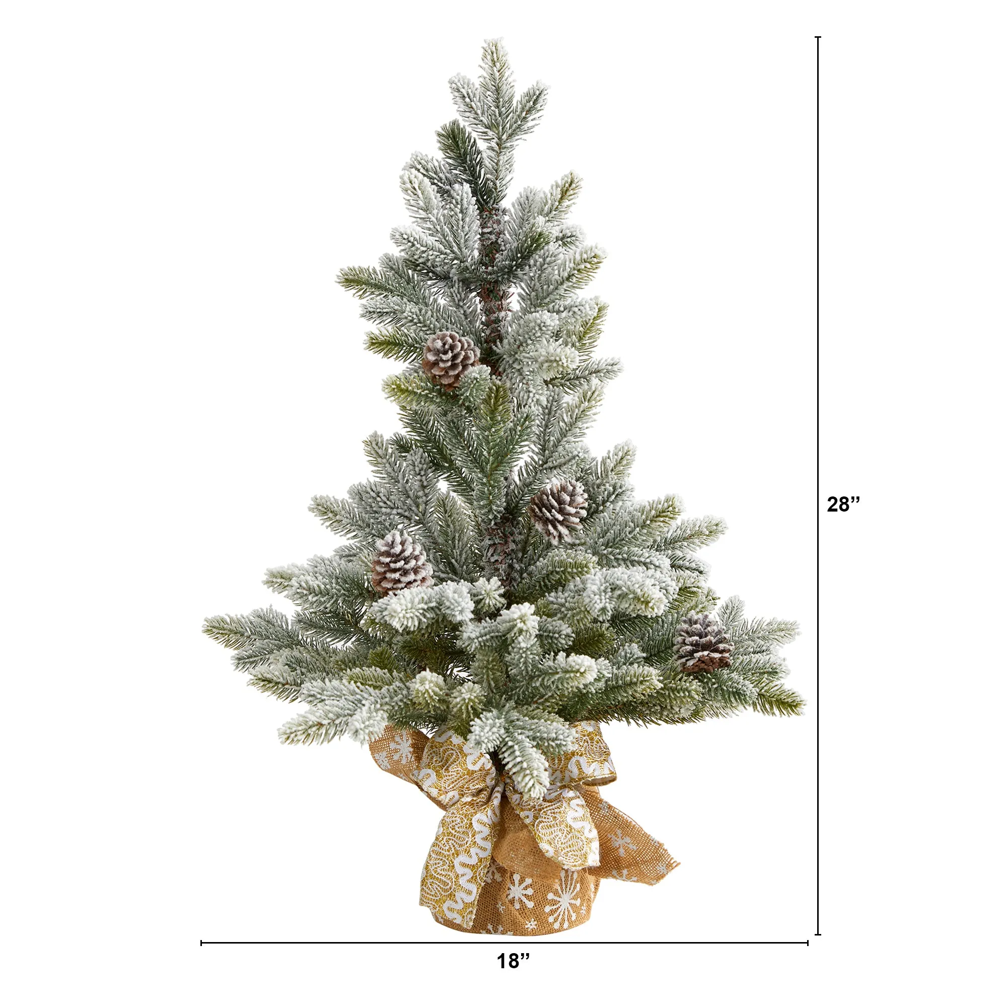 28" Flocked Artificial Christmas Tree with Pine Cones