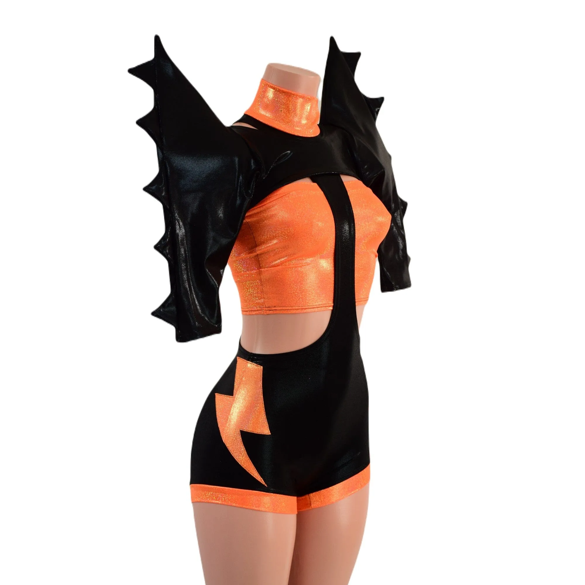 3PC UFO Suit with Bolt Applique and Mega Shoulder Bolero Set