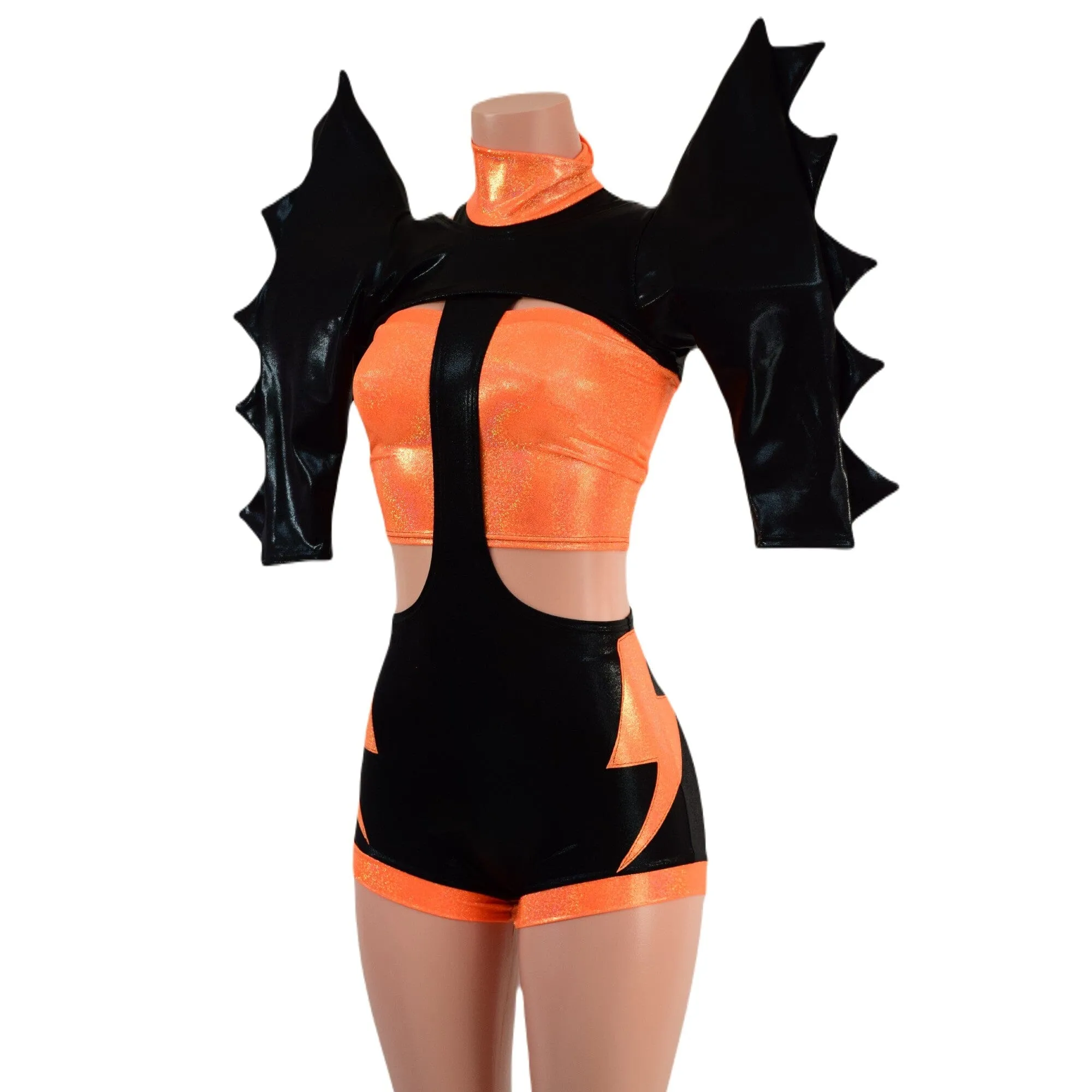 3PC UFO Suit with Bolt Applique and Mega Shoulder Bolero Set