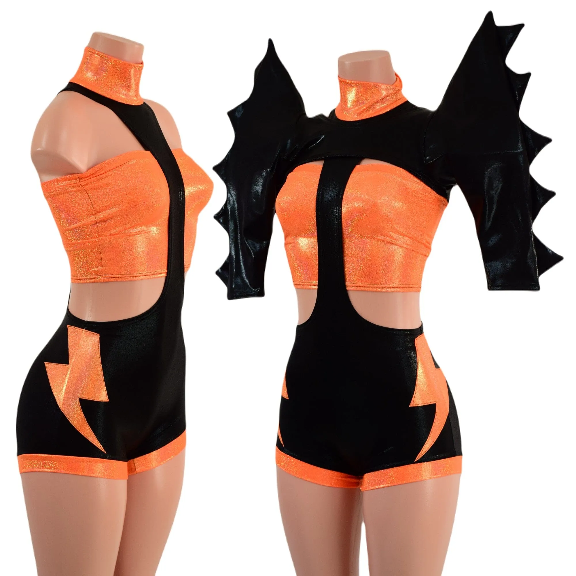 3PC UFO Suit with Bolt Applique and Mega Shoulder Bolero Set