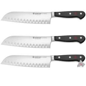 3x Wusthof Classic 7" Hollow Edge Santoku Kitchen Knife