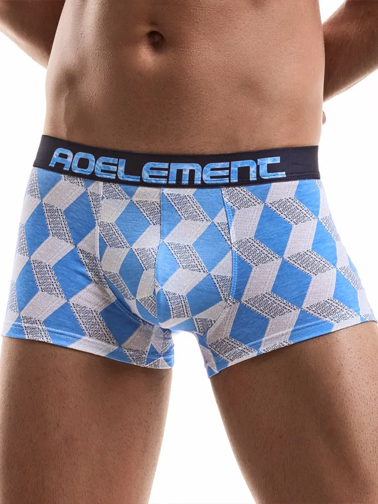 6 Pack Men's U Convex Modal Print Breathable Trunks