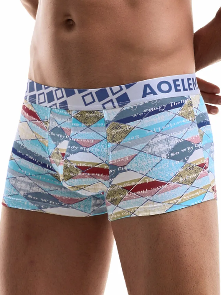 6 Pack Men's U Convex Modal Print Breathable Trunks