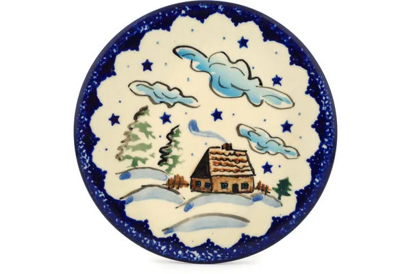 6" trivet, hot plate - Winter Chalet