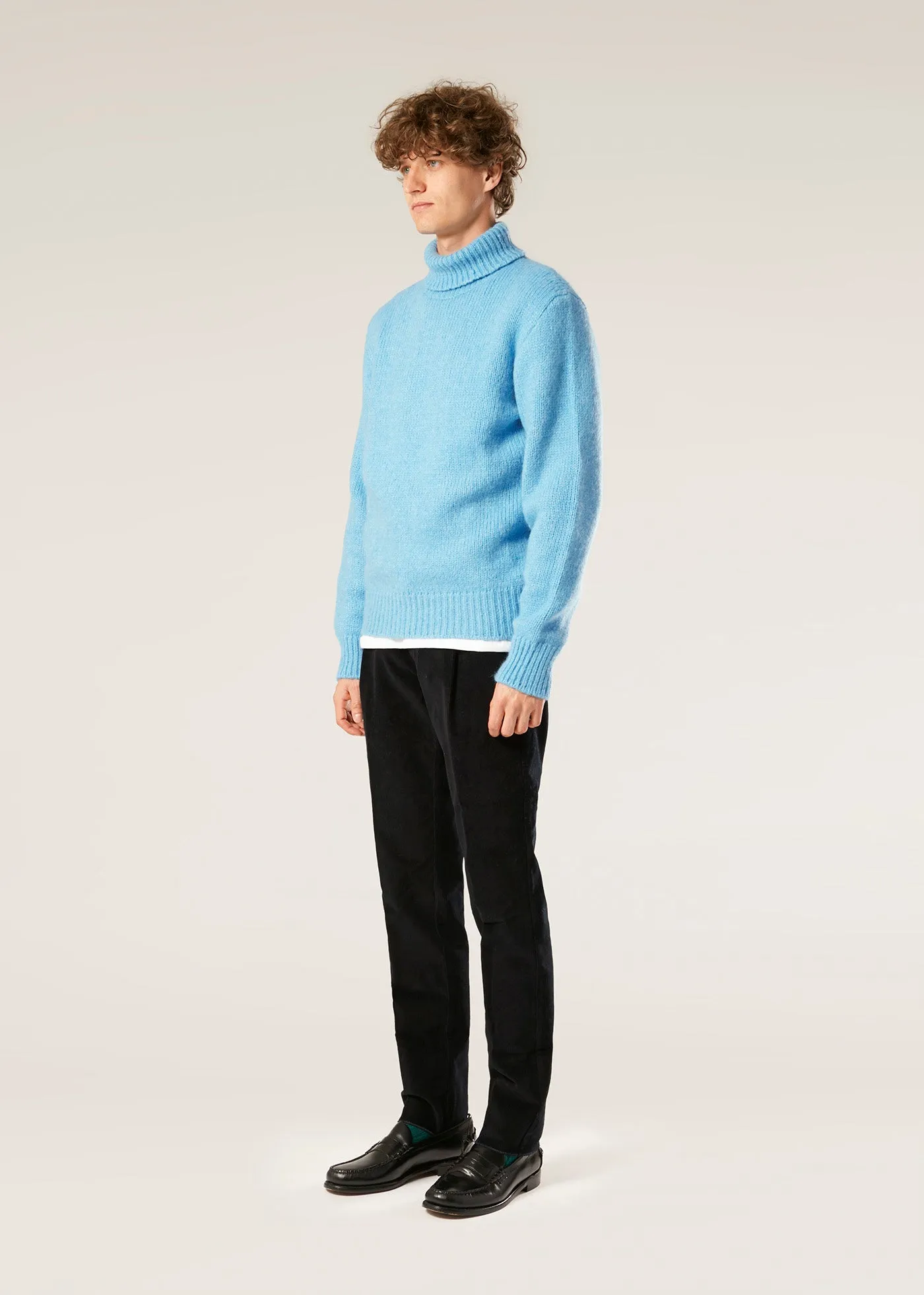 AAMINTORE LIGHT BLUE WOOL TURTLENECK