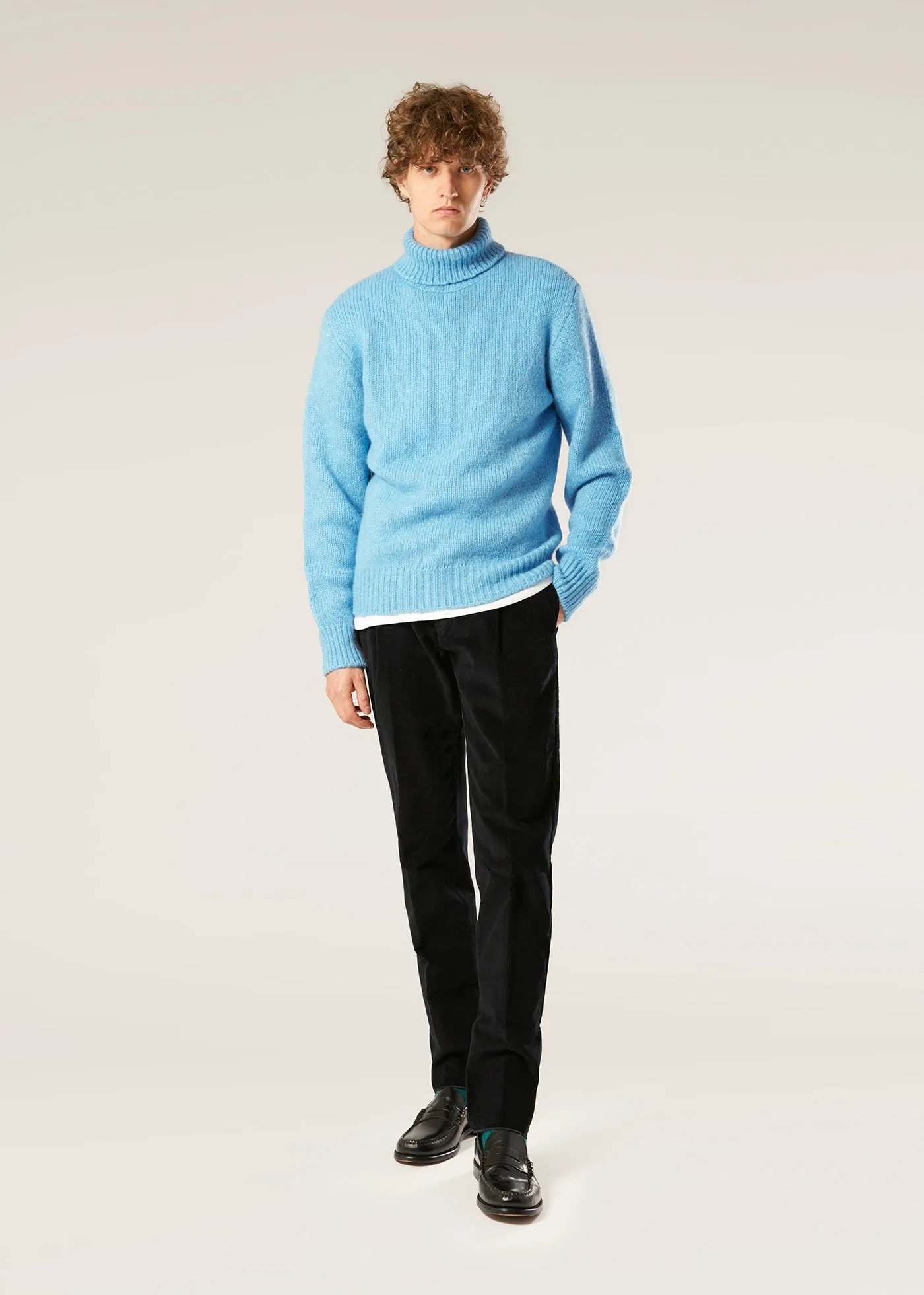 AAMINTORE LIGHT BLUE WOOL TURTLENECK