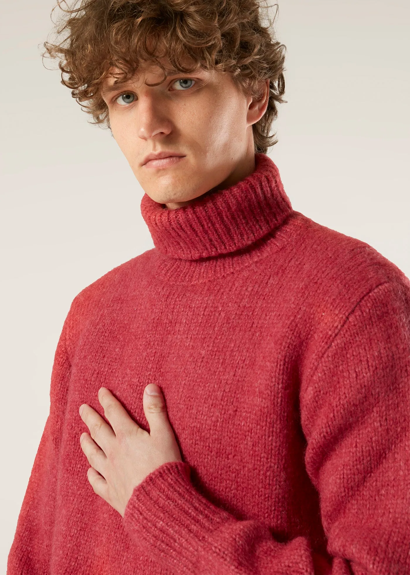 AAMINTORE RED WOOL TURTLENECK