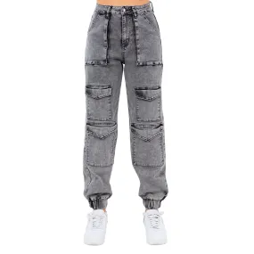 Acid Wash Denim Multi Pocket Joggers- RJJ8485