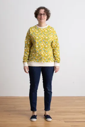 Adult Sweatshirt - Busy Bugs Chartreuse & Blue