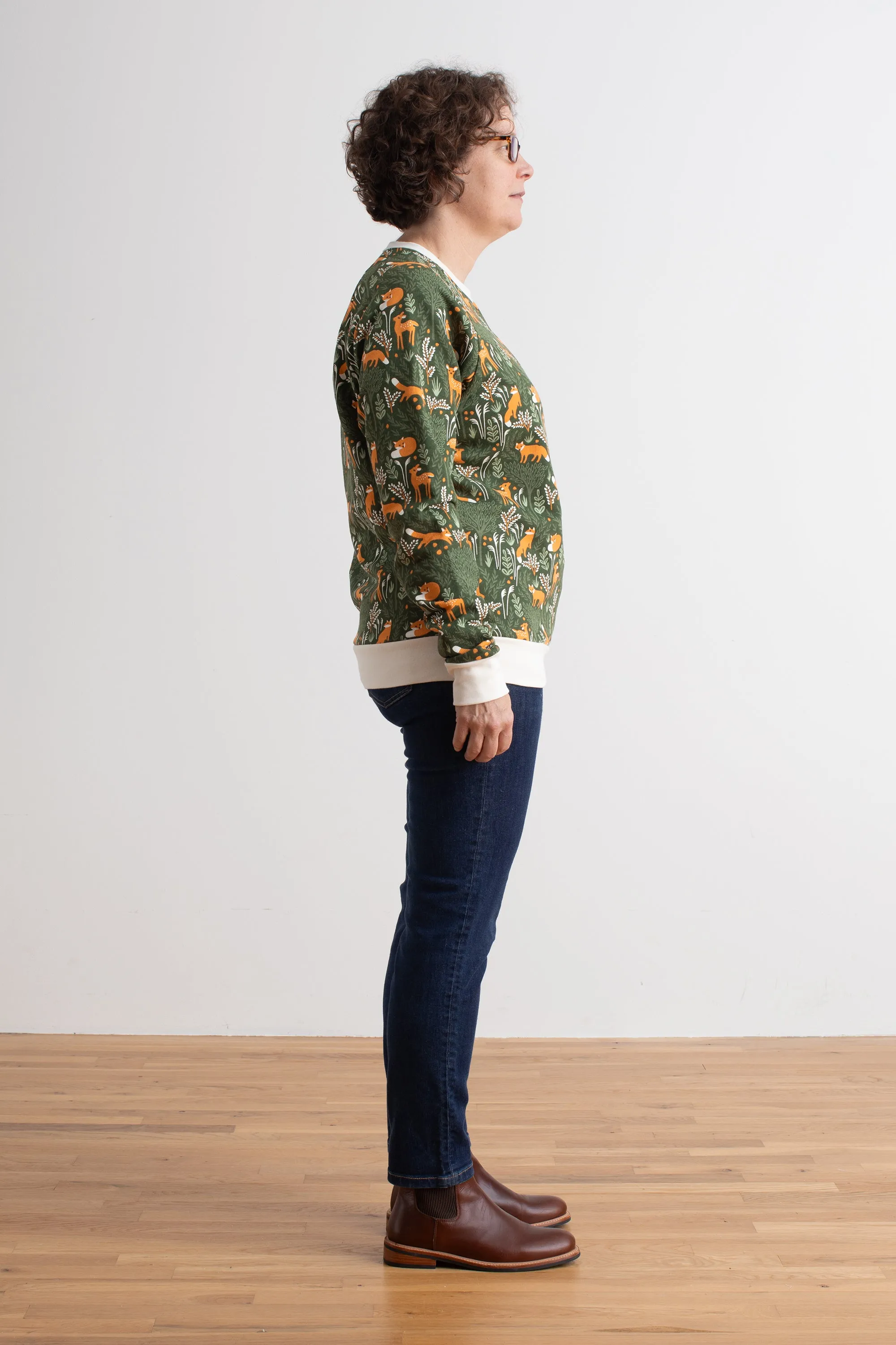 Adult Sweatshirt - Deer & Foxes Dark Green