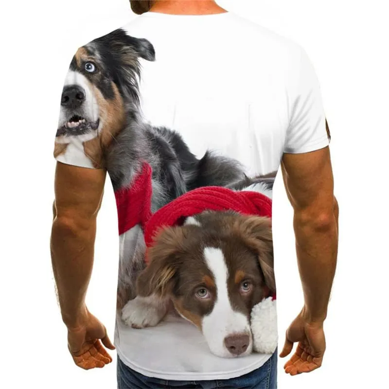 Animal T-shirt Men Christmas T-shirts Graphic Dog Tshirts Cool Lovely Tshirts Novelty