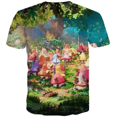 Anime T-shirt Men Tree Tshirt Anime Colorful T-shirts Graphic Funny Tshirt Printed Forest Tshirts Casual Short Sleeve Full Print