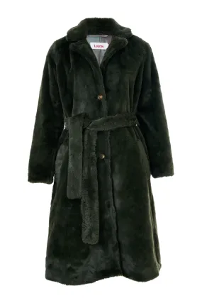 Arinette Faux Fur Tie Waist Coat -Teal