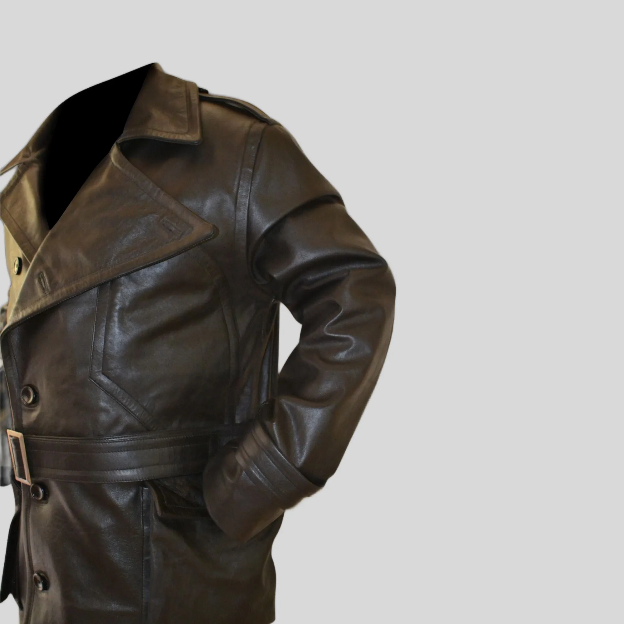 Aviator Flying Three Quarter Pilot Black Genuine Leather Coat