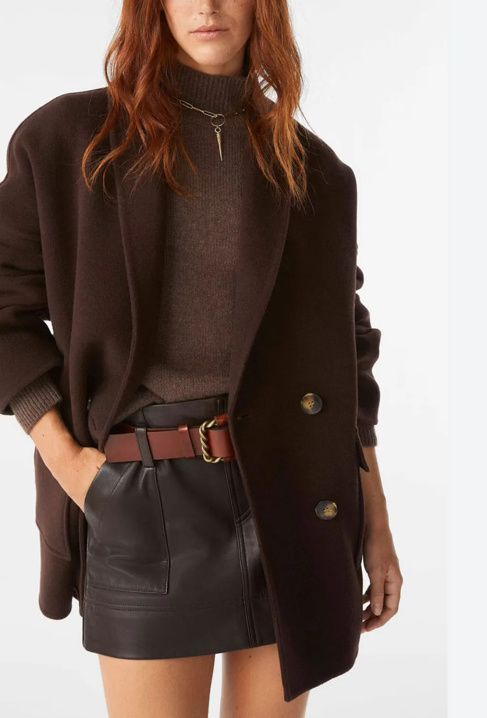 ba&sh - Ginta - Ball-shaped Coat in Choco