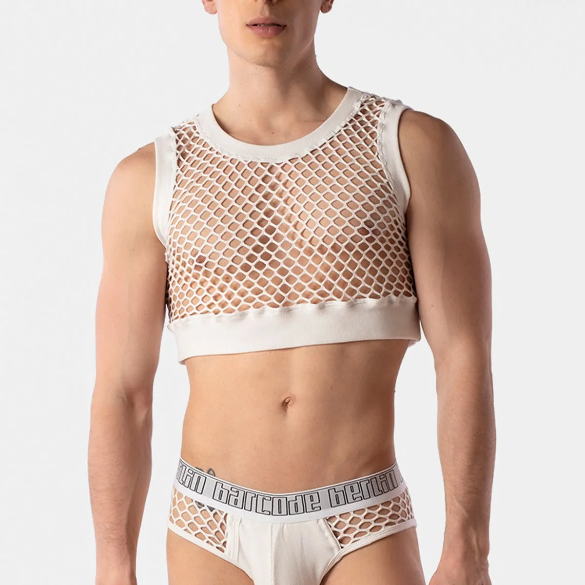 Barcode Berlin Mesh Crop Arman White