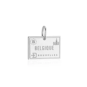 Belgium Passport Stamp Charm Silver