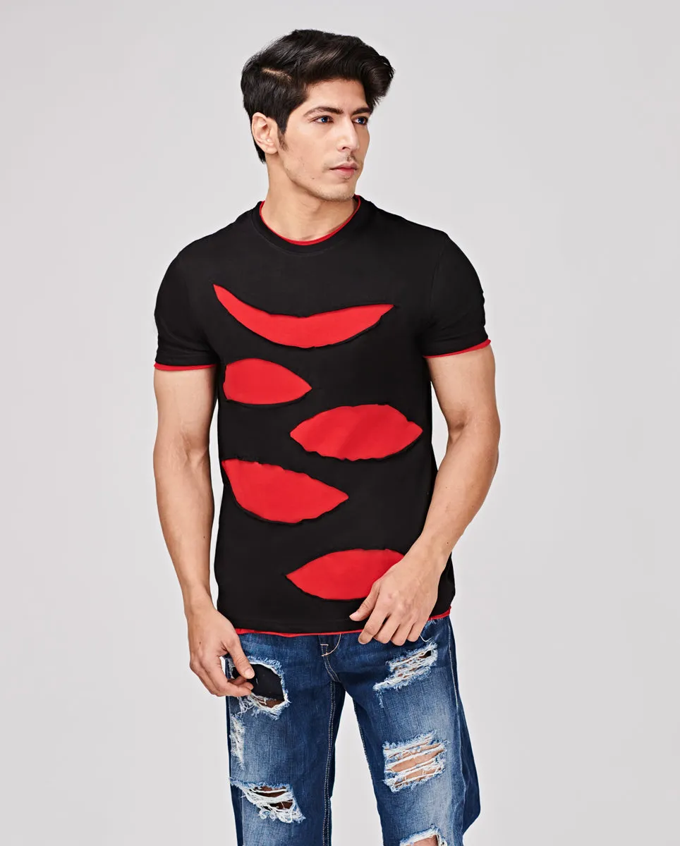 Black Casual Ripped T-Shirt