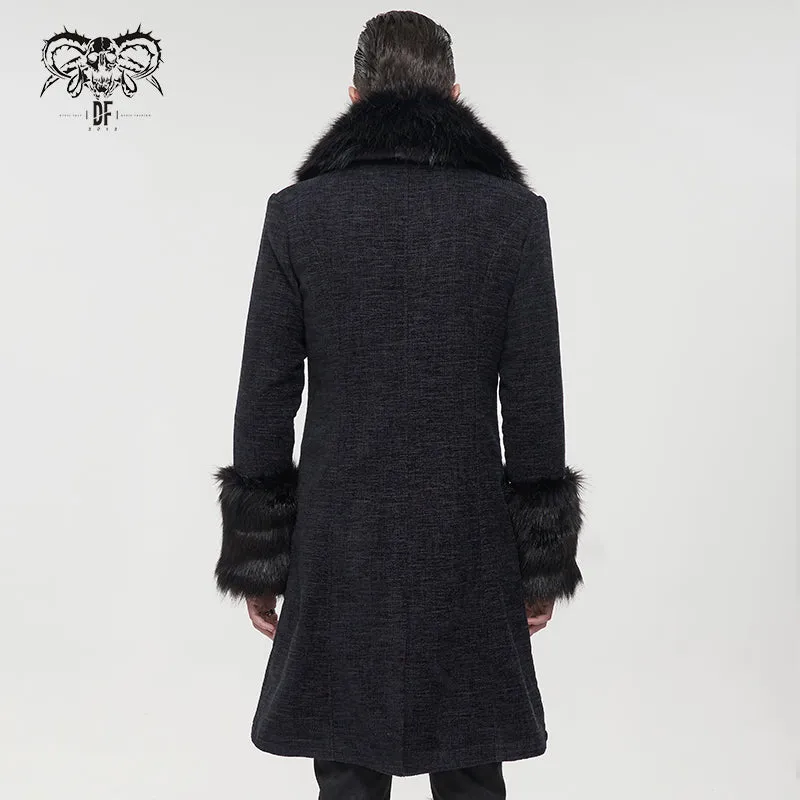 Black Fake Detachable Fur Coat