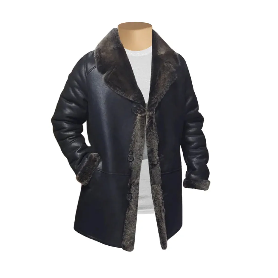 Black Hal Park's Traditional Shearling Leather Coat