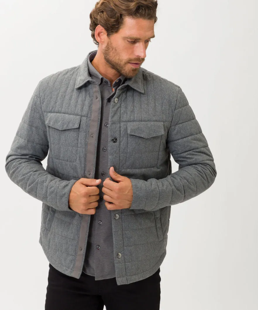 Brax Clint Zero Down Quilted Down Overshirt - Silver Grey