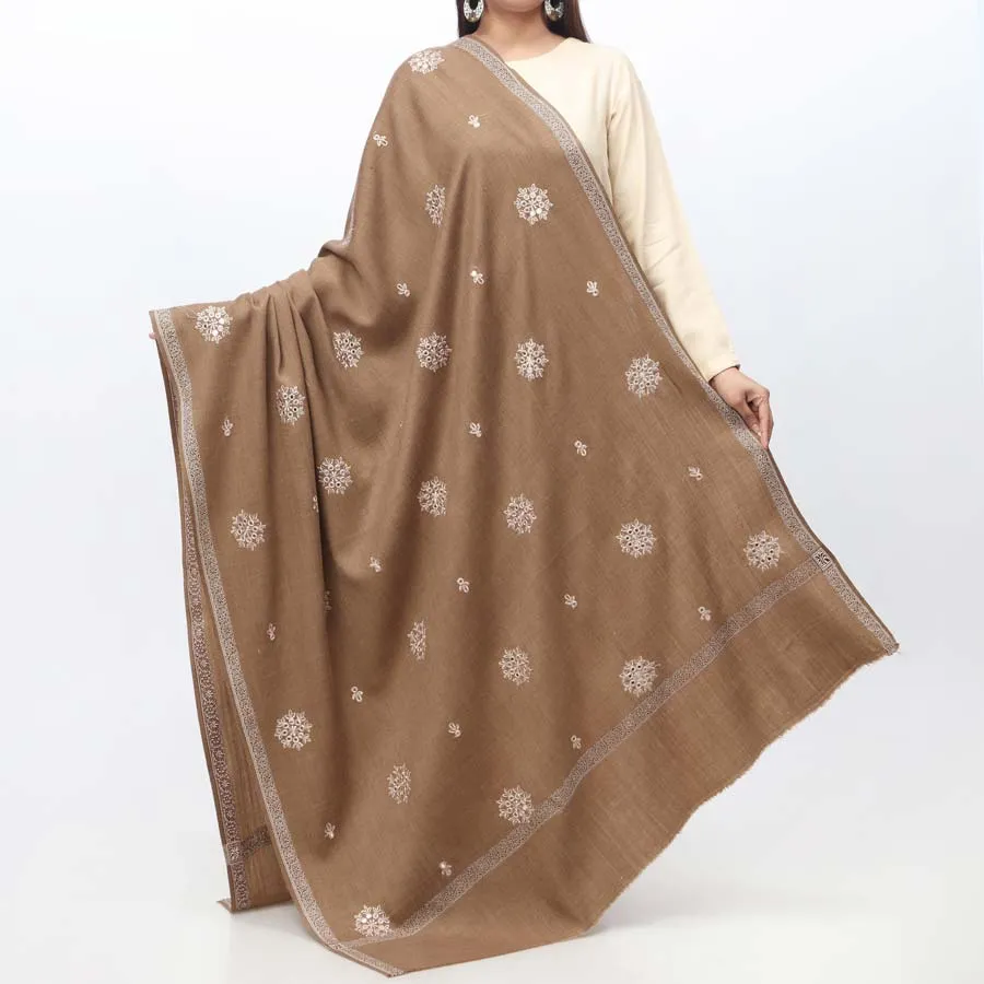 Brown Embroidered Winter Shawl PW3721