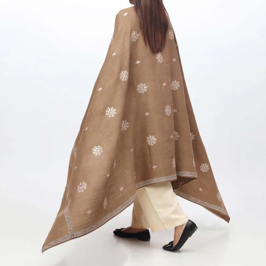 Brown Embroidered Winter Shawl PW3721