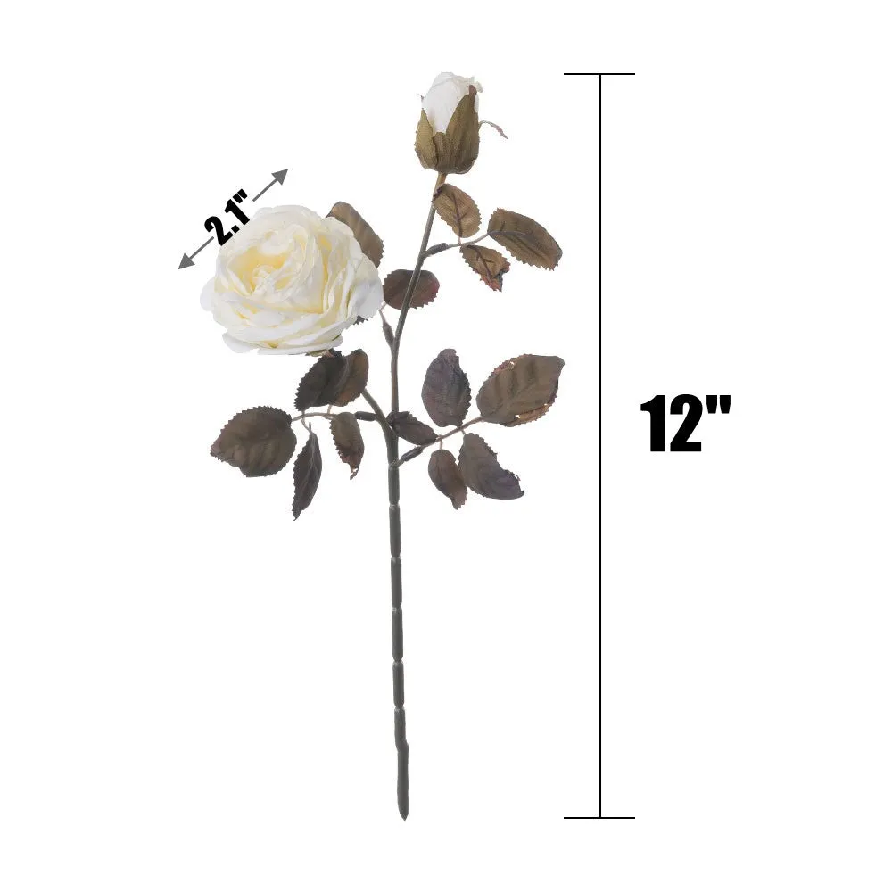 Bulk 12 inches Tall Burnt Edge Vintage Rose Stem Spray Wholesale