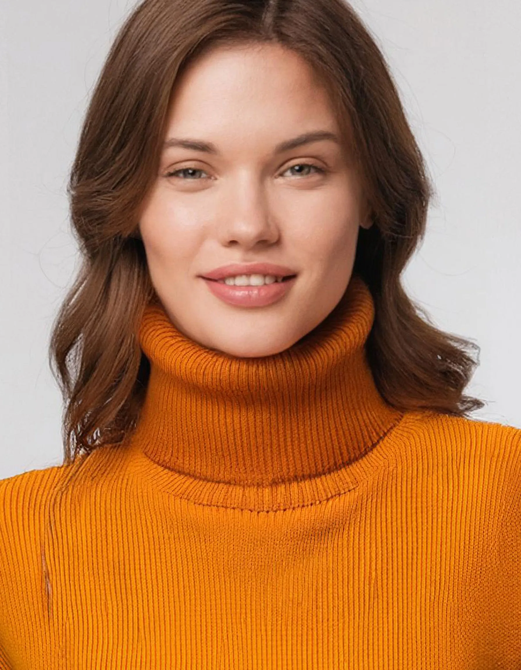 Burnt Orange Lightweight Turtleneck Pullover