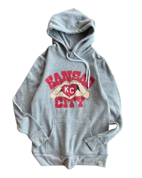 CHARLIE HUSTLE | KC HEART HANDS HOODIE - GREY