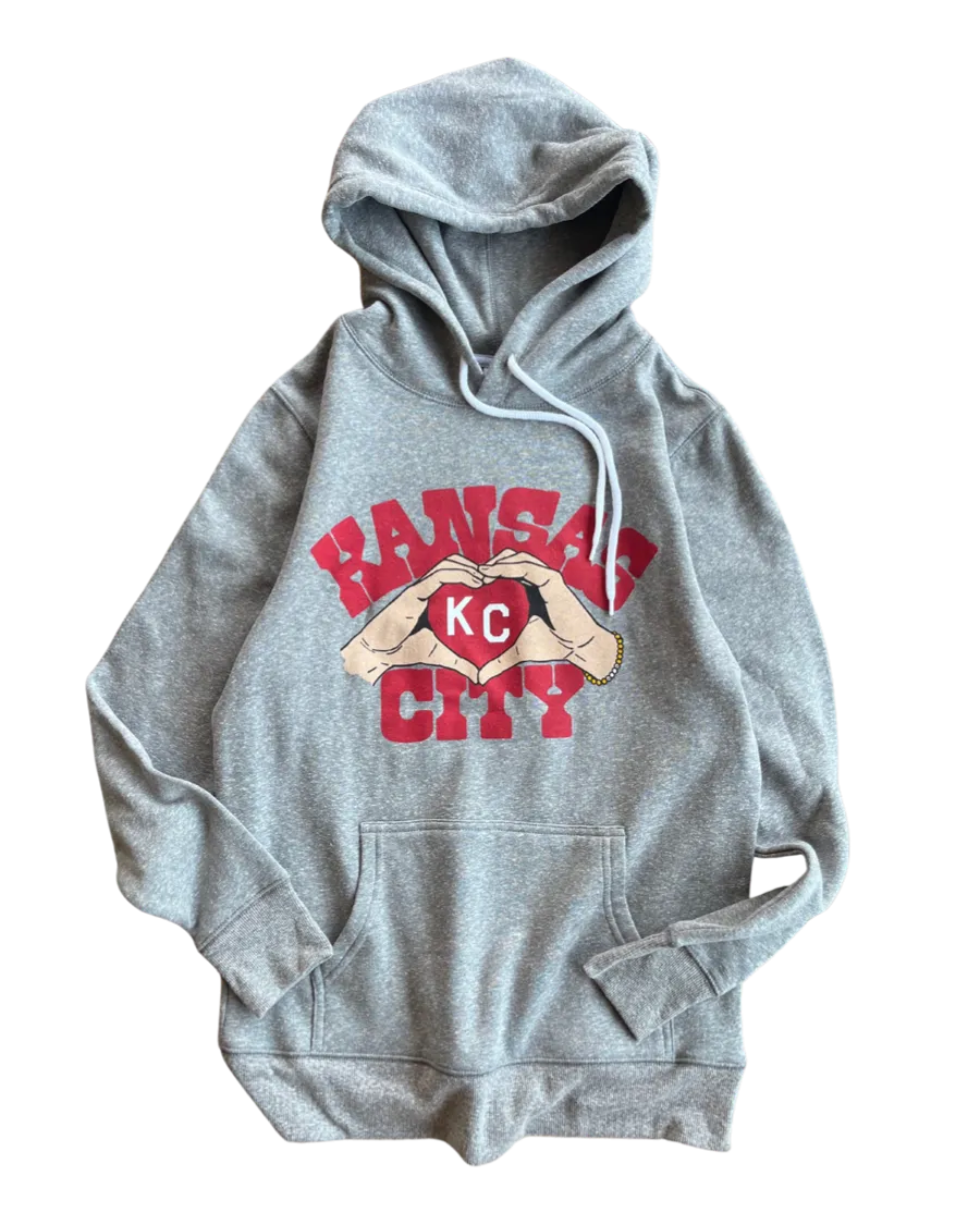 CHARLIE HUSTLE | KC HEART HANDS HOODIE - GREY