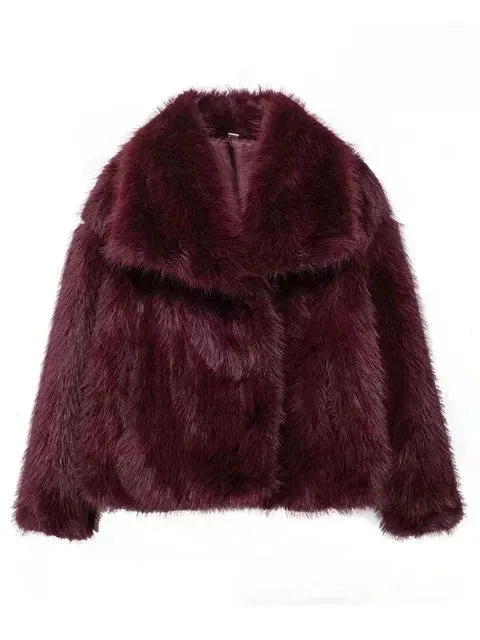 Chic elegant faux fur oversized jacket fall coat winter fur coat