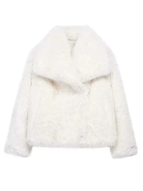 Chic elegant faux fur oversized jacket fall coat winter fur coat