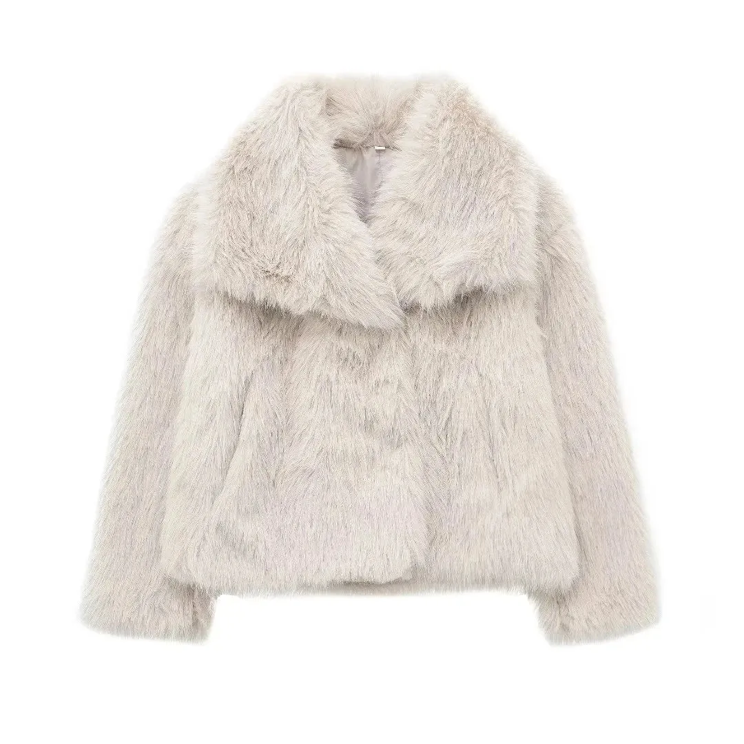 Chic elegant faux fur oversized jacket fall coat winter fur coat