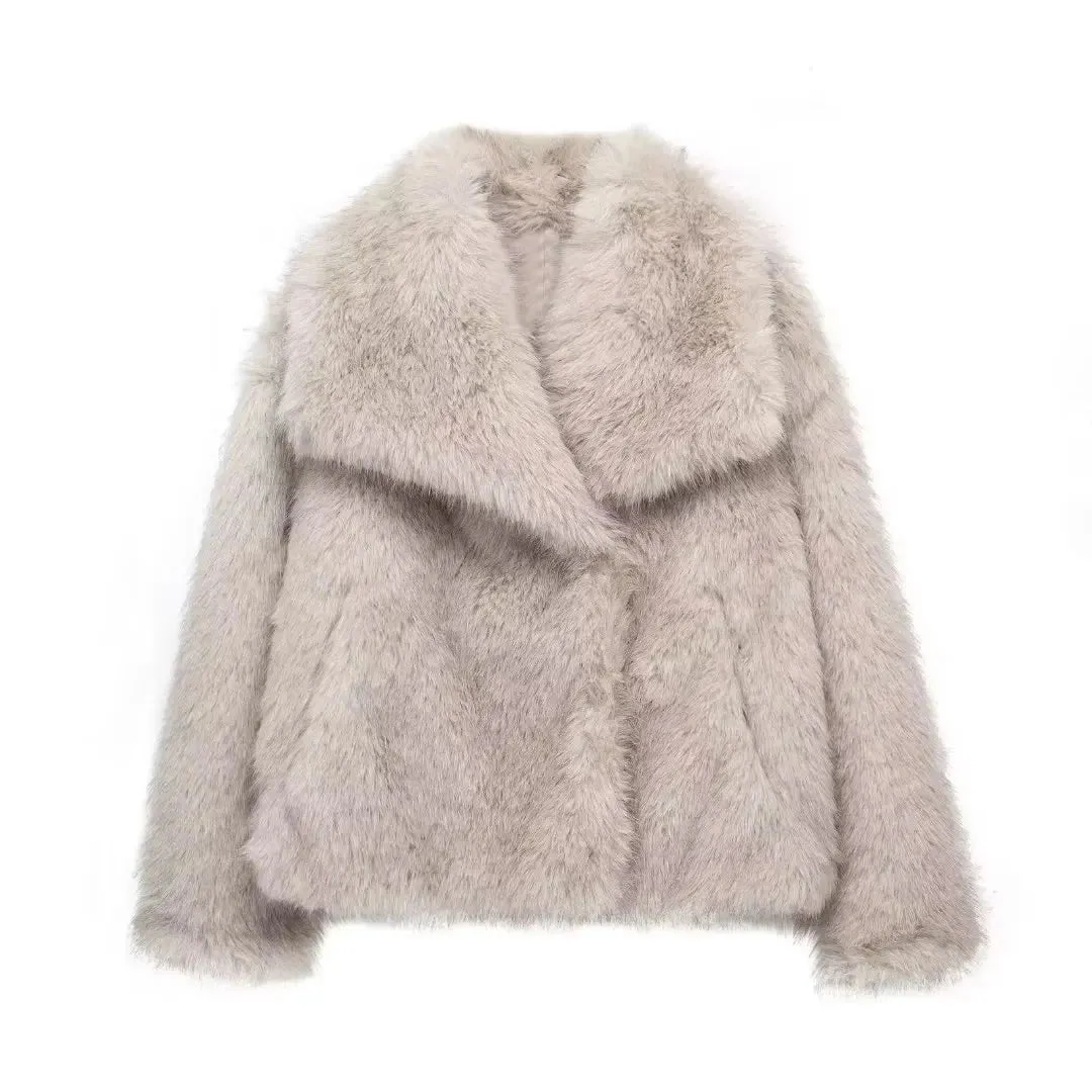 Chic elegant faux fur oversized jacket fall coat winter fur coat