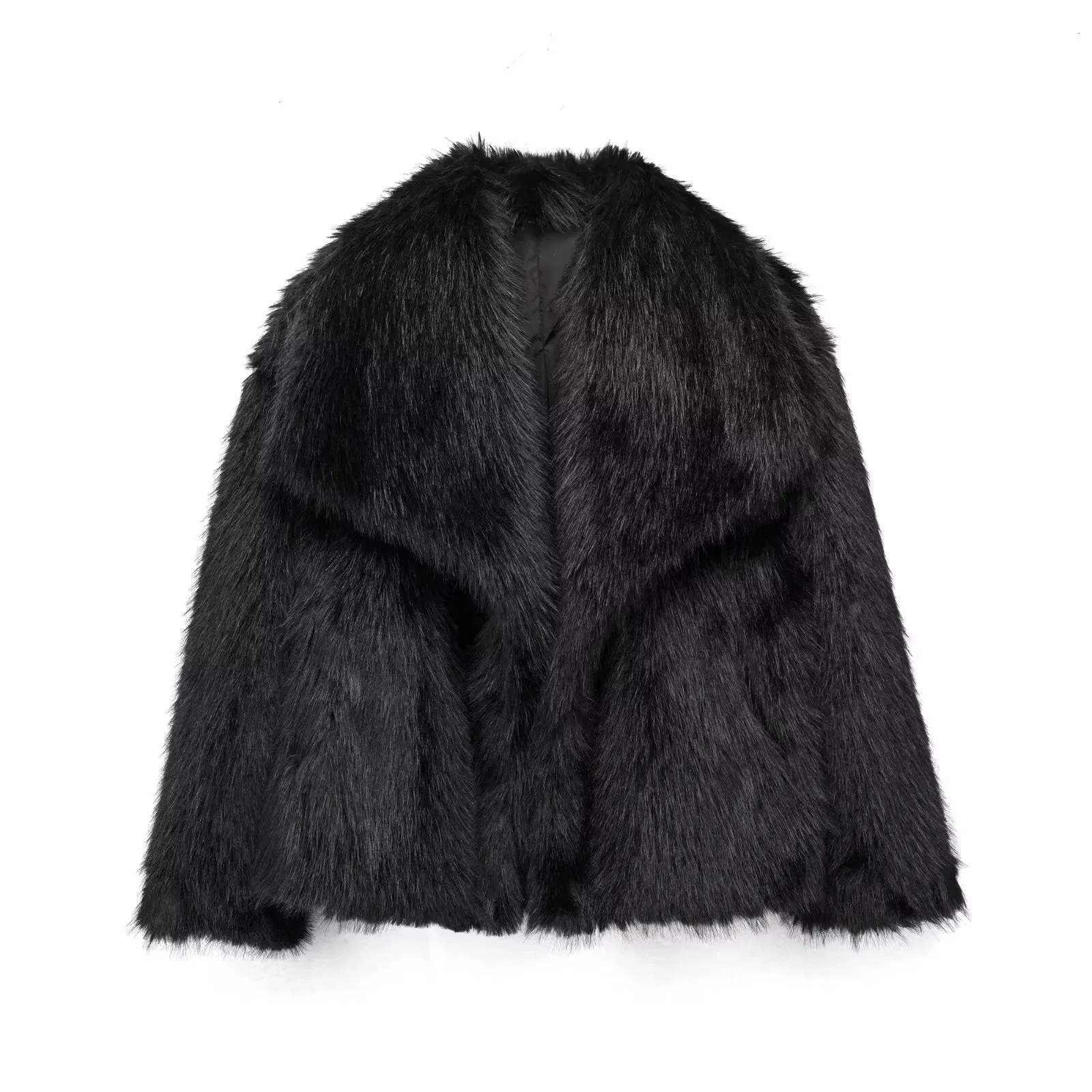 Chic elegant faux fur oversized jacket fall coat winter fur coat