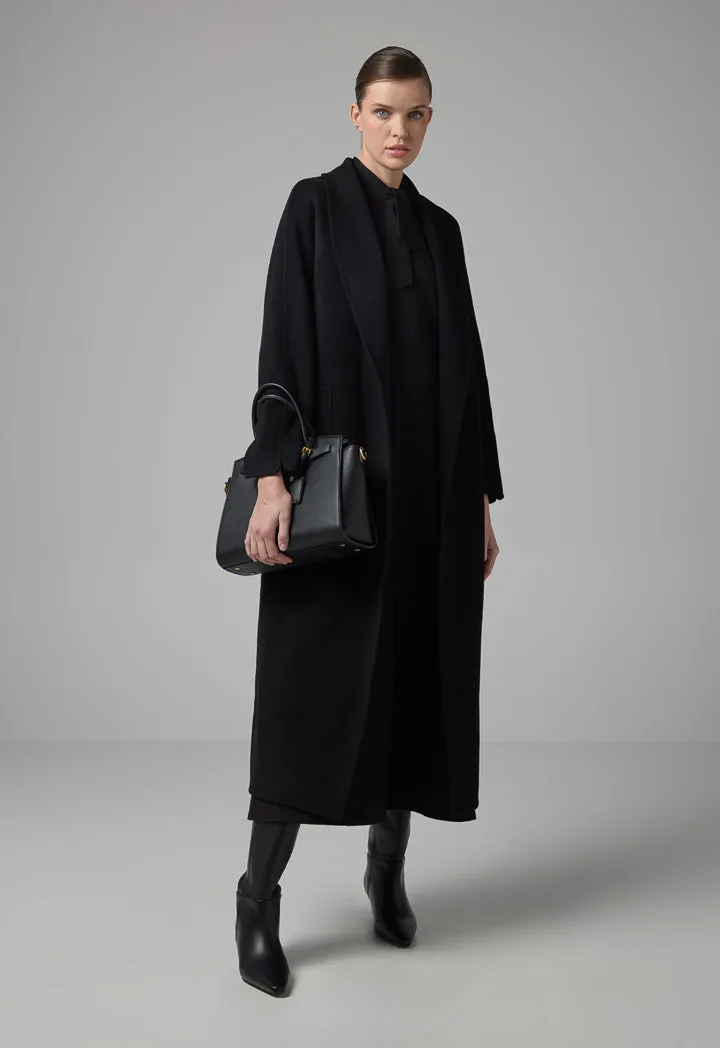 Choice Belted Wool Handmade Coat Black