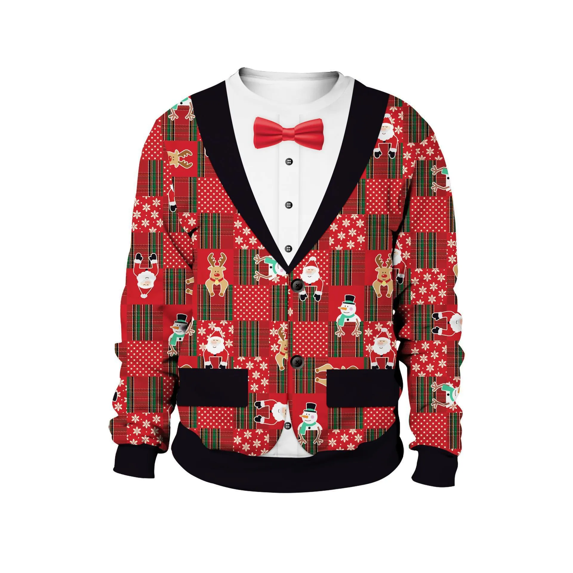 Christmas Printed Round Neck Sweater for Men and Women