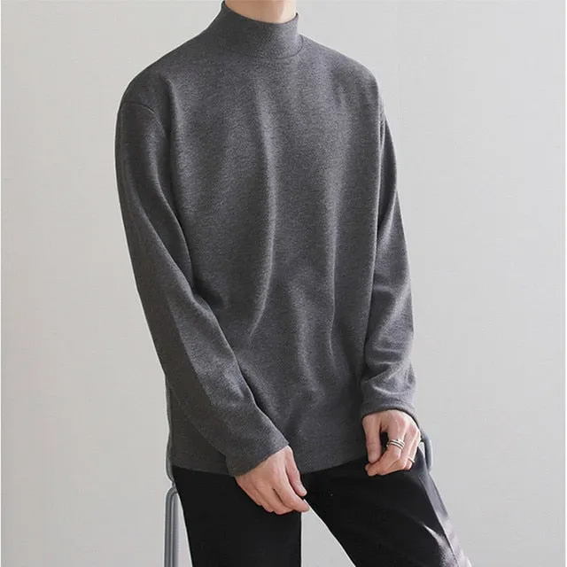 Classic Velvet Turtleneck Men's Loose Fit Sweater