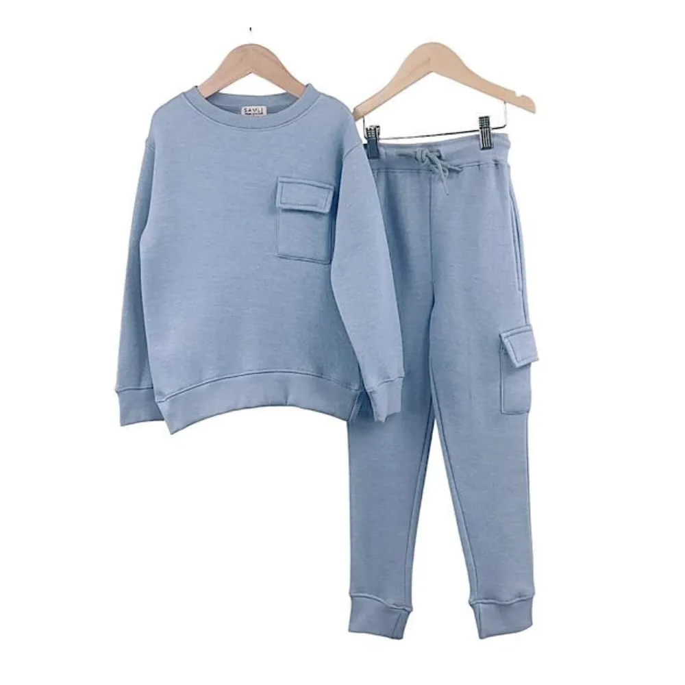 Columbia Pocket Sweatshirt Tracksuit Set- Sky