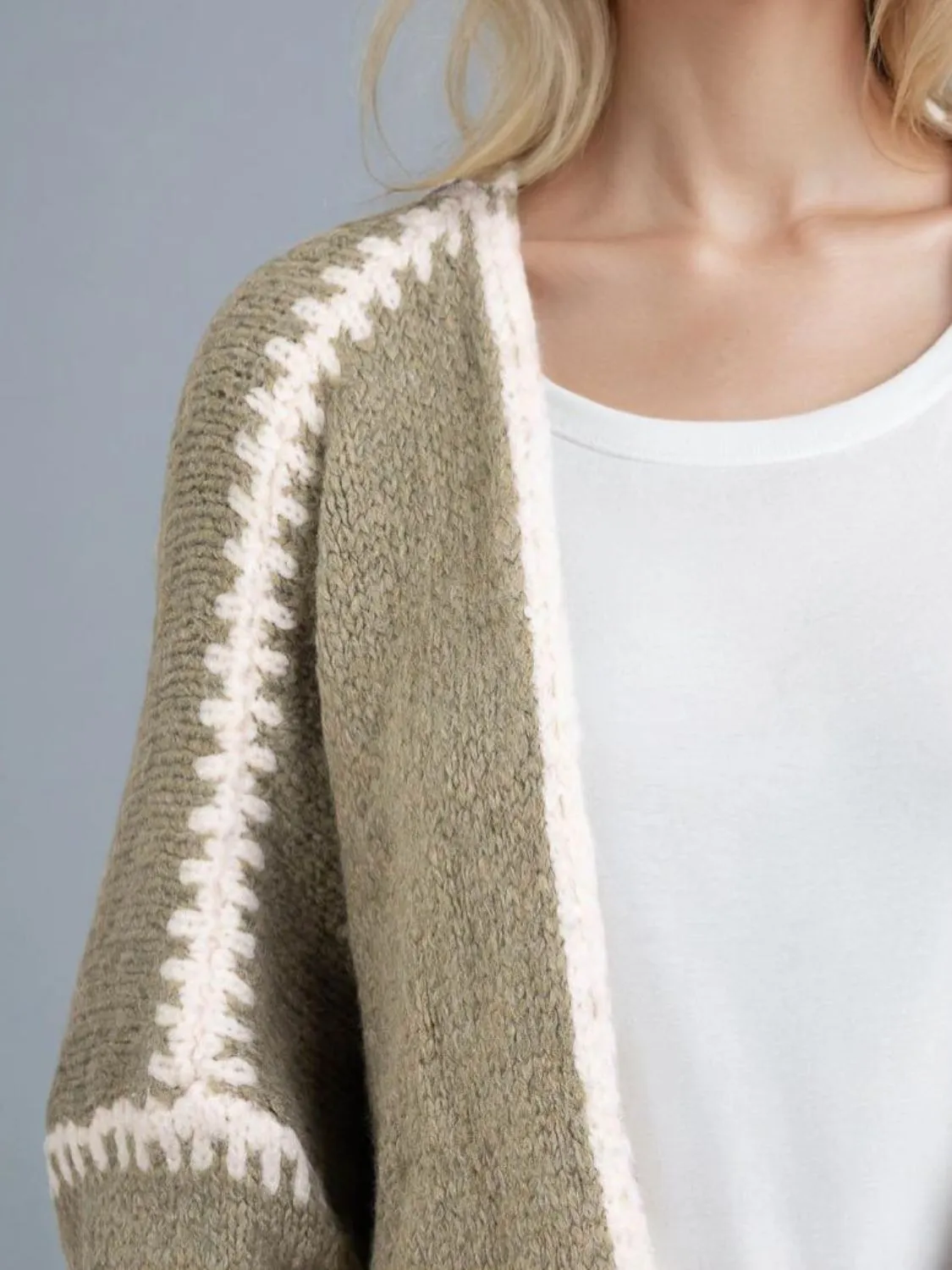 Contrast Open Front Dropped Shoulder Cardigan | Fall Fashion | Winter Fashion