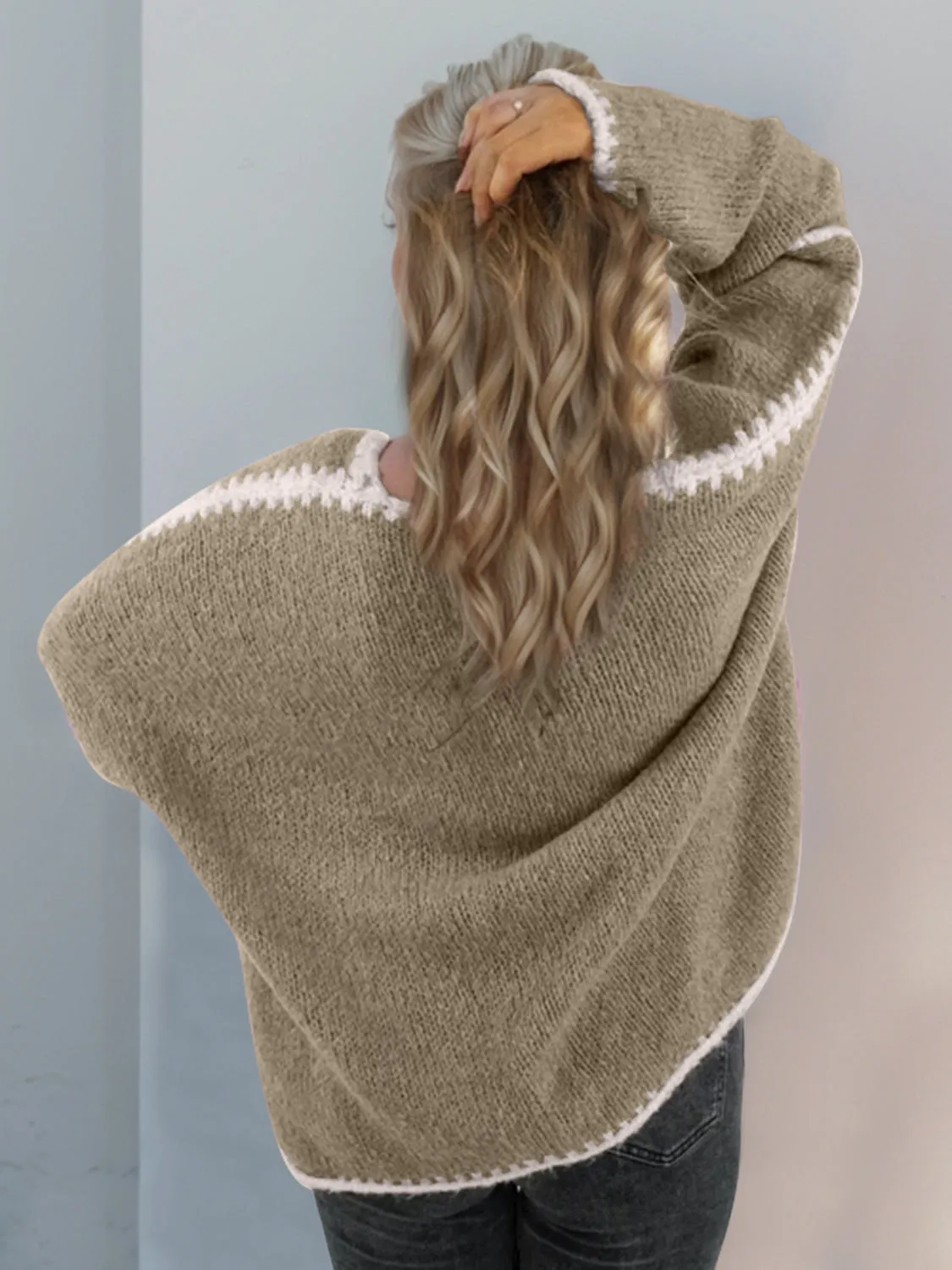 Contrast Open Front Dropped Shoulder Cardigan | Fall Fashion | Winter Fashion