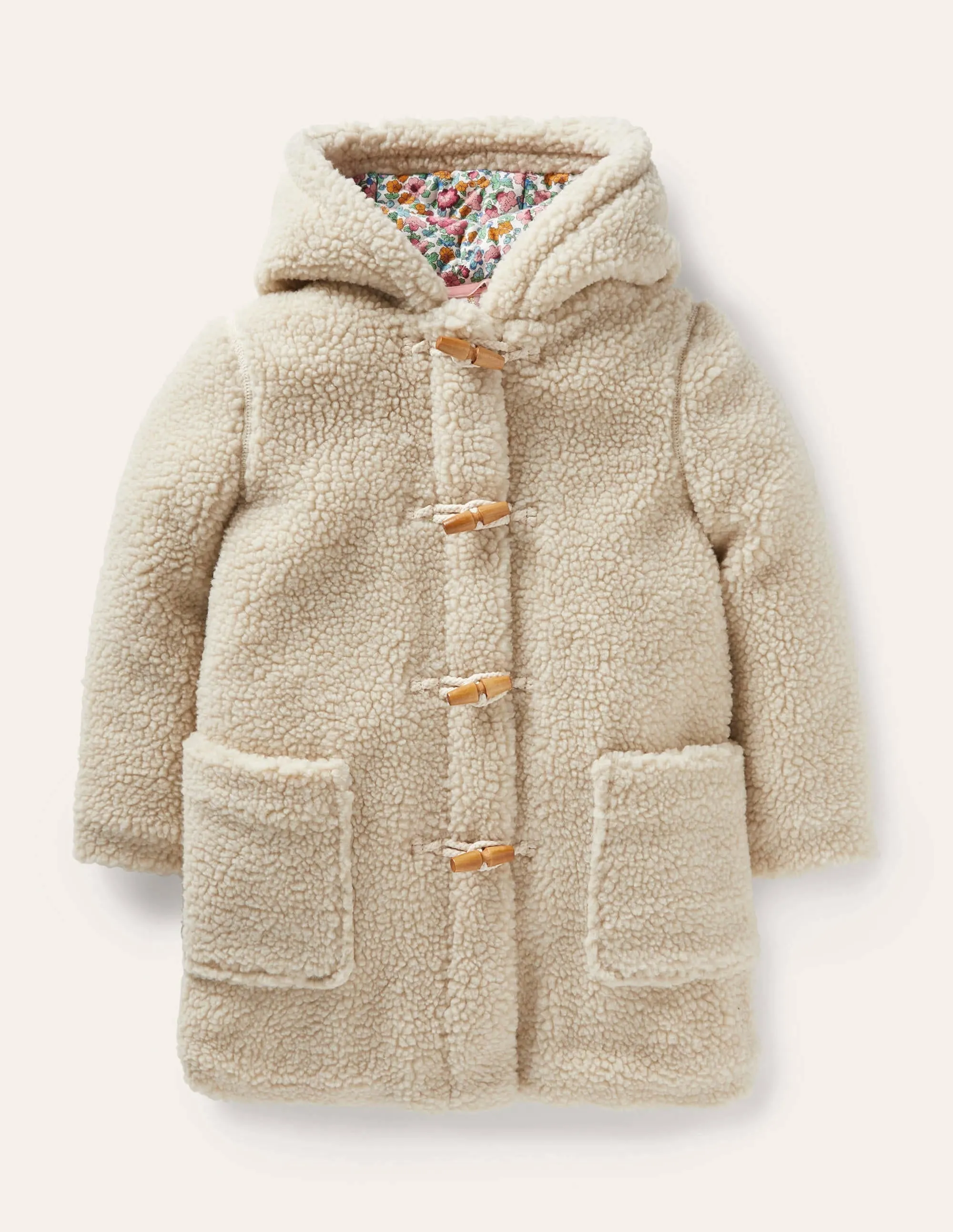 Cosy Borg Duffle Coat-Oatmeal