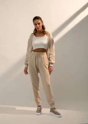 Cotton-Blend High-Waist Joggers