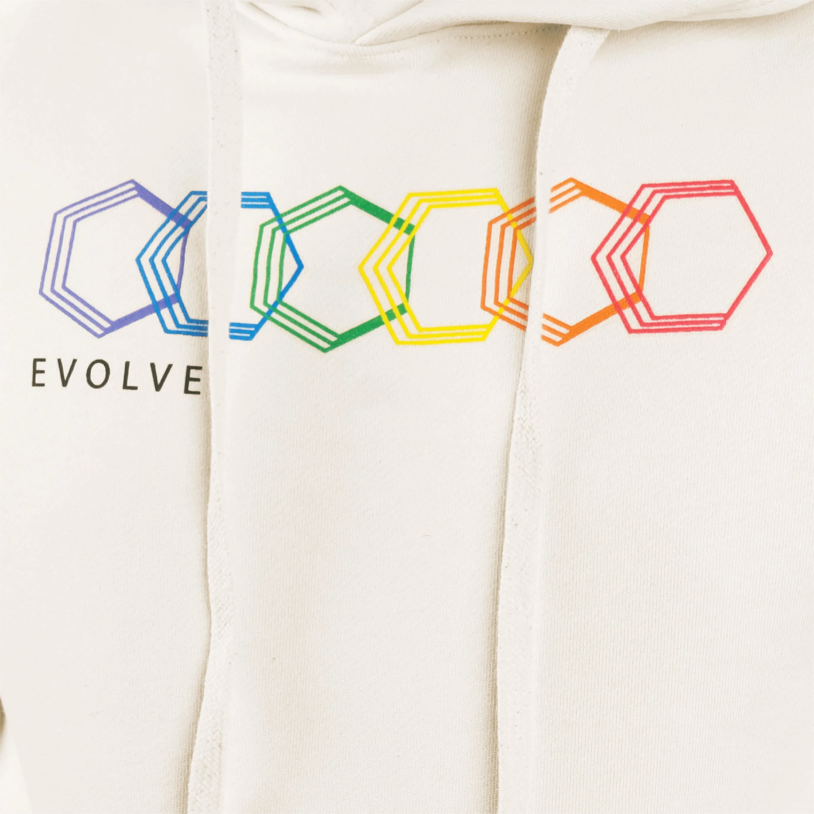 Cropped Hoodie - Geo Rainbow - Undyed Natural